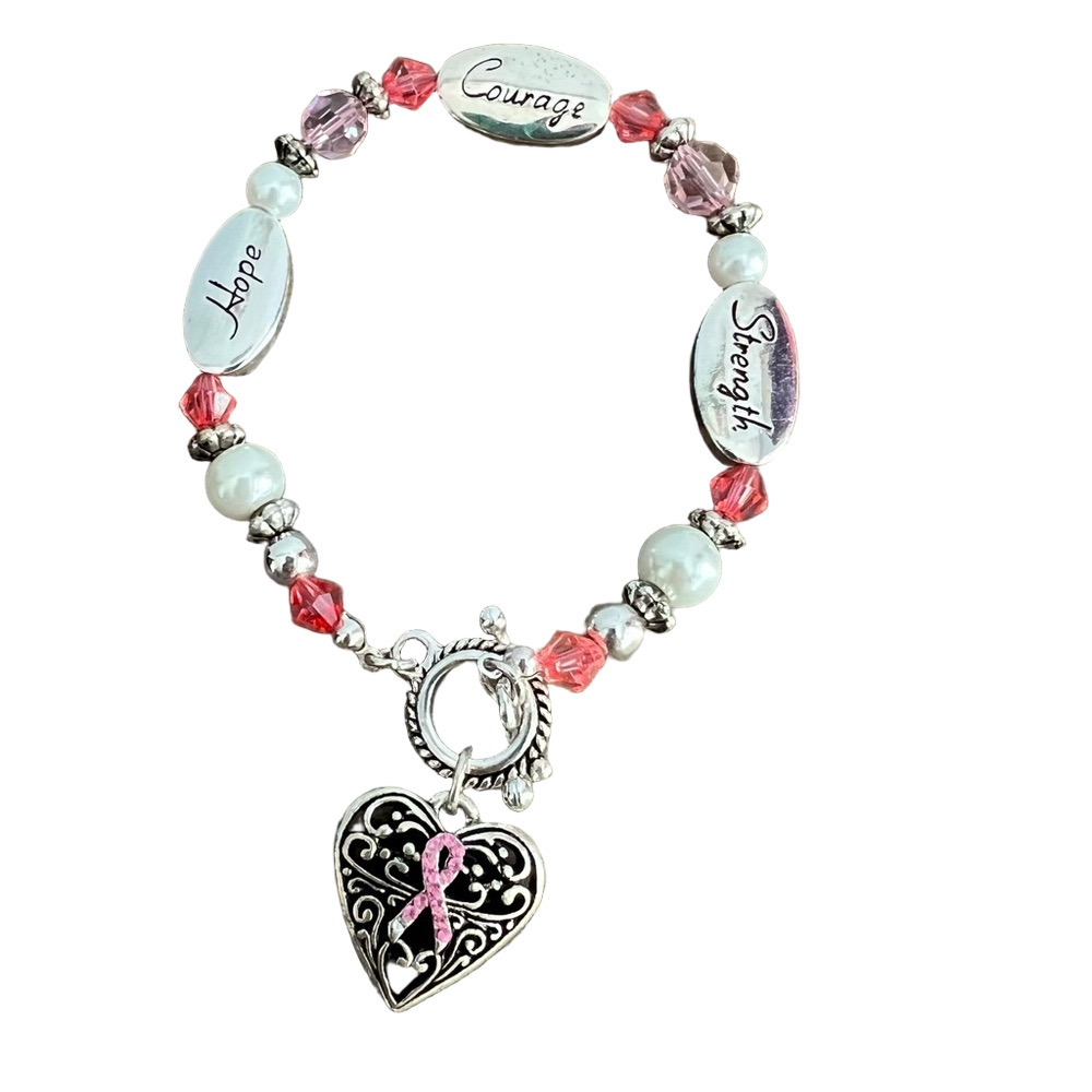 🍭6/$30 Breast Cancer Awareness Inspirational Charm Bracelet